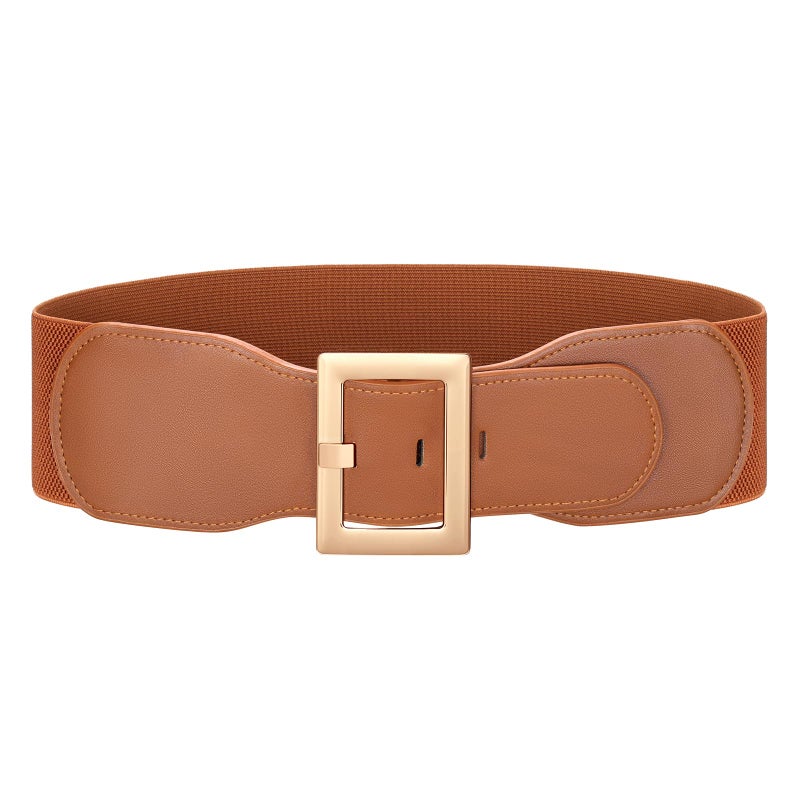 JASGOOD Women Wide Elastic Belt Stretchy Vintage Waist Belts for Dress Santa Belt with Square Buckle - Image 1